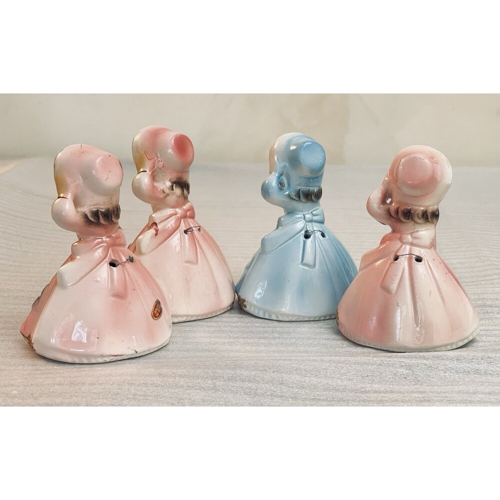 Lot of 4 1950s VTG Southern Belle Clapper Girl Porcelain Bell Figurines Japan - Picture 2 of 12